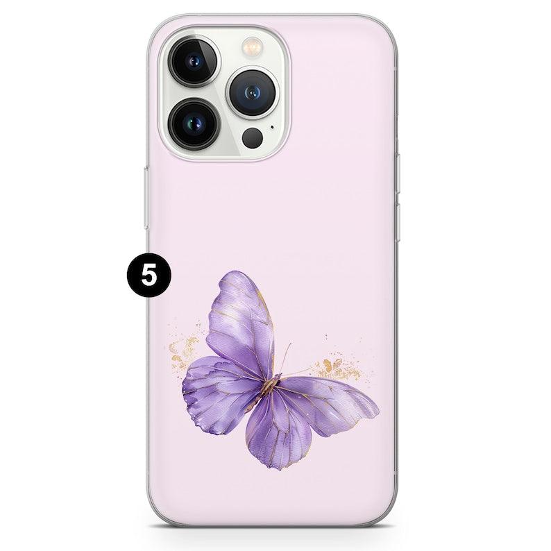Butterfly Phone Case Purple Flowers Cover fit All Models - Case On