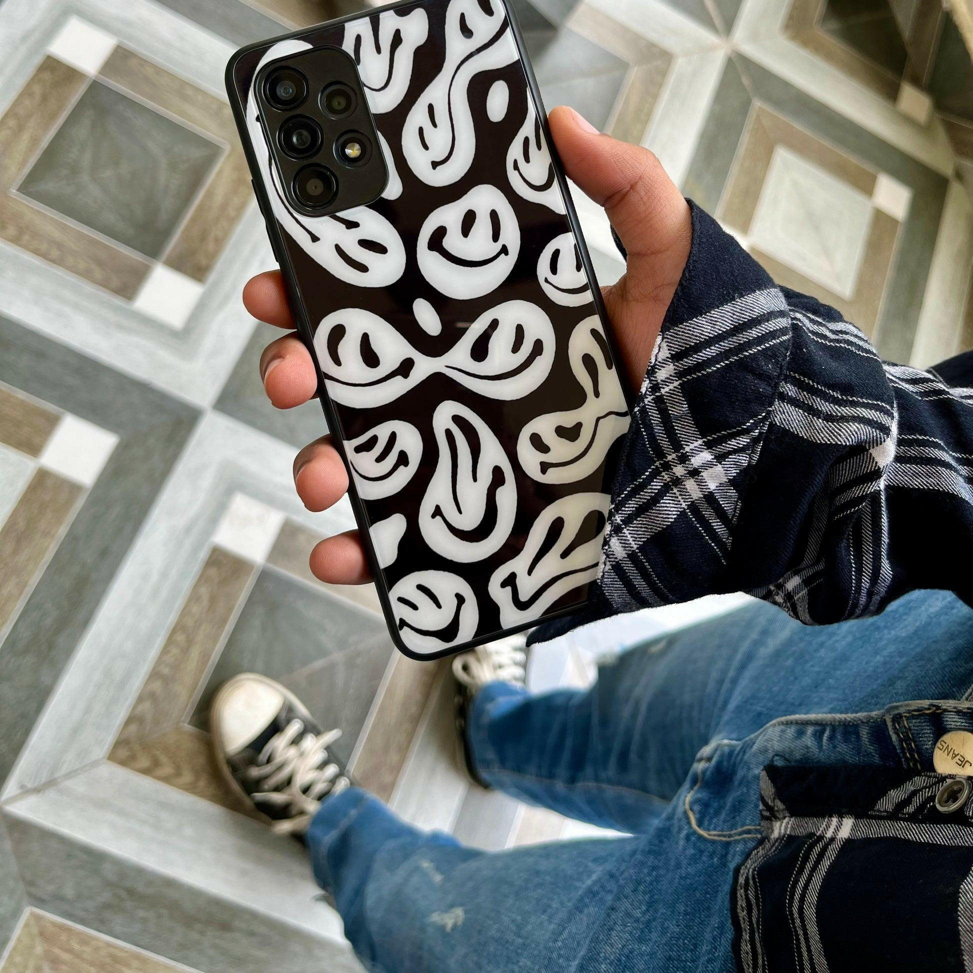 All Models Black & White Crazy Smiley Phone Case - Case On