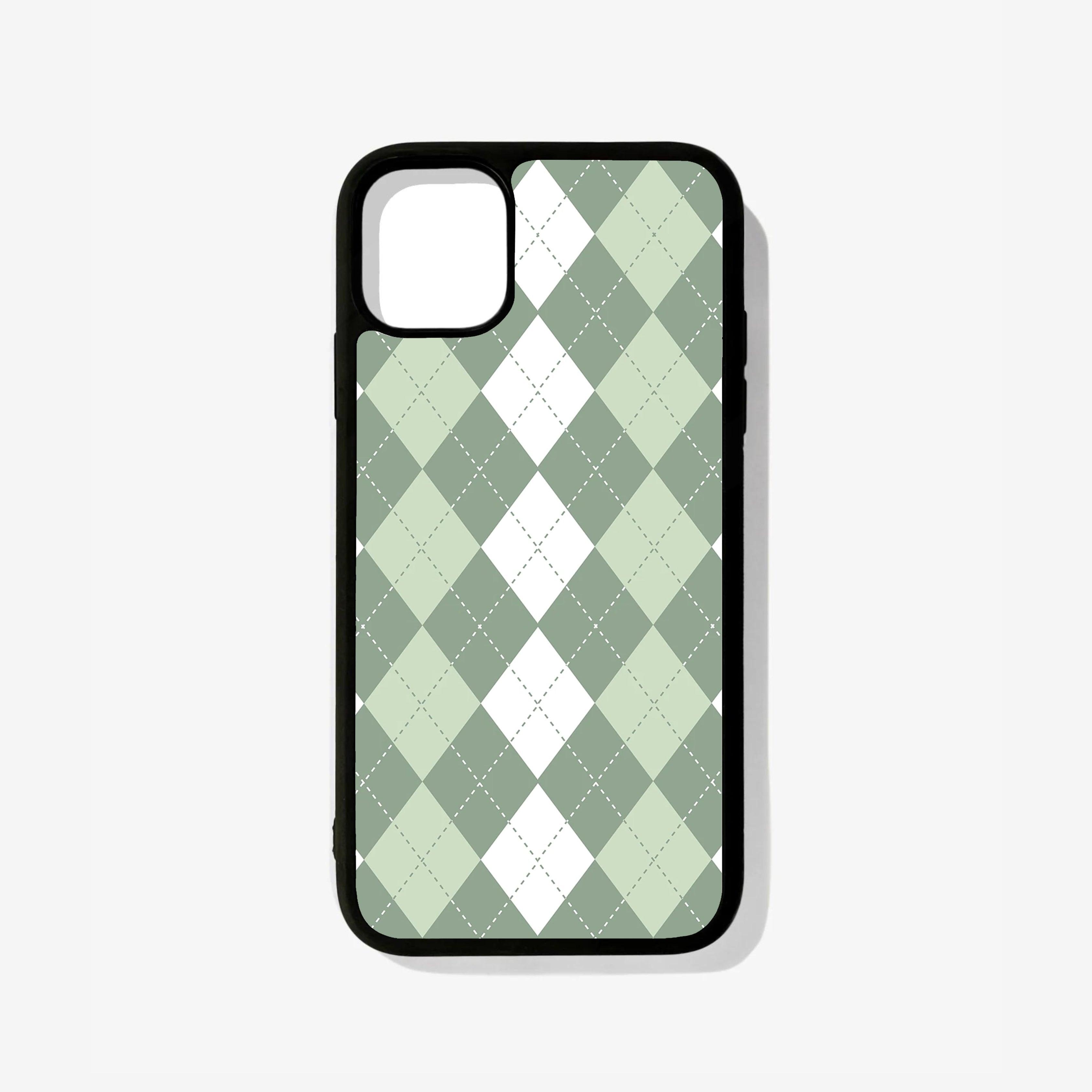 Sage Green Argyle Glass Case - Case On
